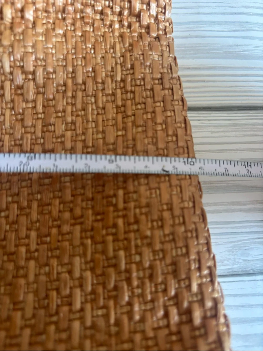 J. Crew Woven Straw Clutch with Tan Leather Trim and Turnlock Closure